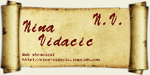 Nina Vidačić vizit kartica